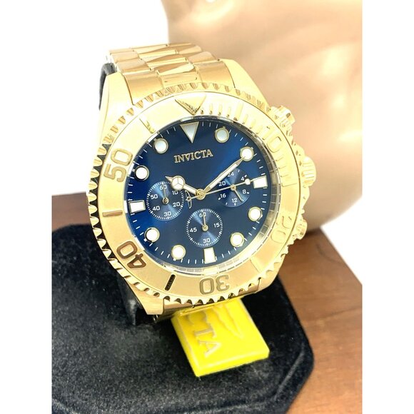 Invicta Men's Watch 36974 Pro Diver Quartz Chronograph Gold Steel Blue Dial 47mm - Picture 14 of 15